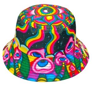 Unisex Psychedelic Mushroom Trippy Packable Travel Bucket Hat